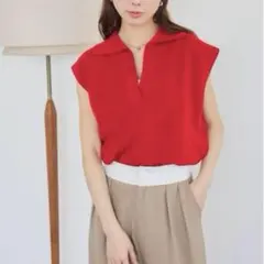 【titivate 】襟付きニットベスト レッド