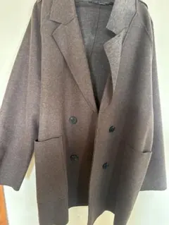 ブラウン ダブルブレスト オーバーサイズコート