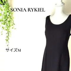 リキエル RYKIEL ノースリーブワンピース サイズ2 黒 麻混 レディース