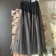 【fifth】チュールフレアロングスカート　ブラック　Sサイズ