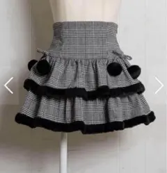 pium ファー付きティアードミニスカート