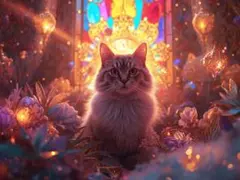 ステンドグラスと猫No.1　オリジナルデジタルアート