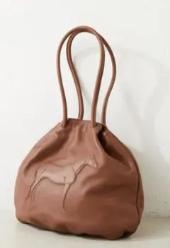 IO PELLE ブラウン 馬巾着トートバッグ　ショルダー2way イタリア製のサムネイル