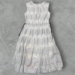 【Feroux】 ロングワンピース レース 花柄 フレア ノースリーブ 1