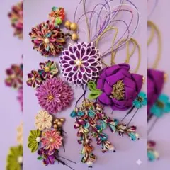 つまみ細工髪飾り　(卒業式、結婚式、着物髪飾り)　成人式髪飾り　七五三髪飾り