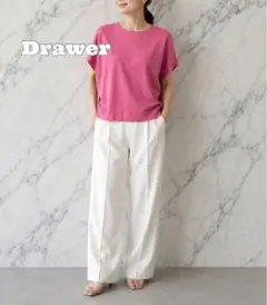 夏ニットDrawer ドゥロワー 半袖 ニット ピンク　派手色　華やか　個性のサムネイル