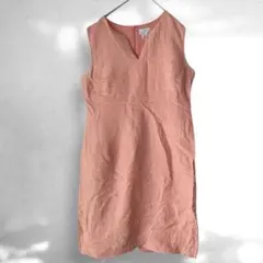 アンテイラーロフト リネン混 Vネックワンピース コーラルピンク 8 （L相当）