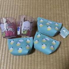 サンリオ ポチャッコ　　ミニポーチ舟形 財布グッズ 小物入れ + コップ