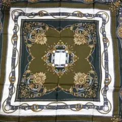 【高級シルク100%】ヴィンテージ スカーフ 上海シルク 金駱駝 ベルト柄