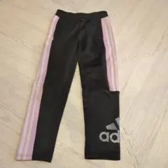 adidas ストライプジャージパンツ 130 黒/ピンク