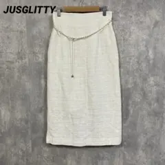JUSGLITTY ジャスグリッティー　ツイードスカート　チェーンベルト付　XSのサムネイル