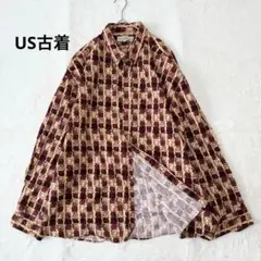 アメリカ古着 シャツ 柄シャツ 総柄 XXL 大きいサイズ 未使用級 男女兼用