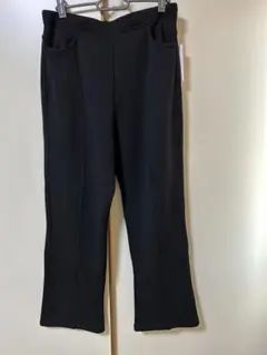 裏起毛ブラック スリムフィットパンツ ハイウエスト