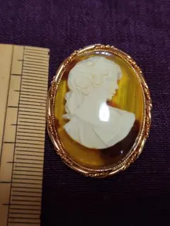鼈甲ブローチ　ネックレス　カメオ　おまけチェーン