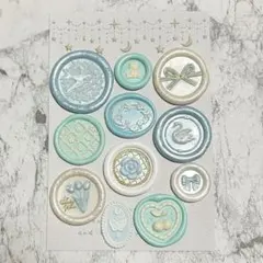 《シーリングスタンプ　アソートセット　NO.12》 水色　パステルカラー