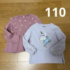 長袖カットソー2枚セット(花柄・ユニコーン)