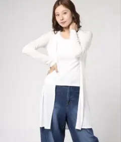 rienda 長袖 ロングカーディガン ホワイト Fのサムネイル