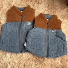 Lee ベビーベスト 2点セット デニム/ブラウン