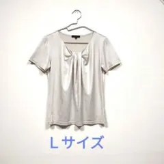 【m.f. editorial】リボン風シルバー半袖Tシャツ タカキューのサムネイル