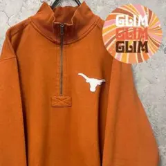 古着◆チャンピオン 刺繍ハーフジップスウェットトレーナー オレンジ メンズL