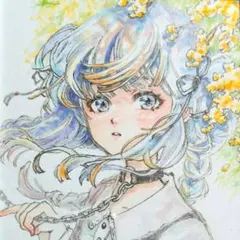 手描きイラスト　オリジナルイラスト　創作　アナログイラスト　水彩画　色紙　原画