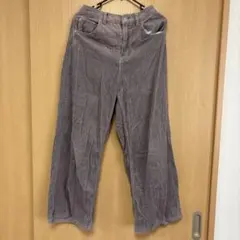 グレー コーデュロイ ワイドパンツ