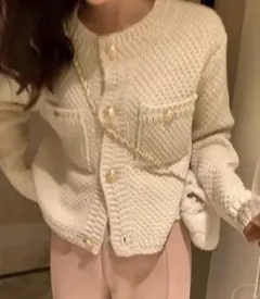 ゴールドボタンショート丈ニットカーディガン[an1347]