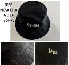 美品　NEW ERA GOLF バケハ　春夏用　ロゴ刺繍　サイズS/M ブラック