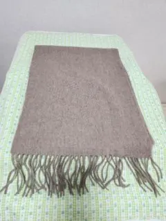 カシミヤ100% チャコール マフラー フリンジ付き