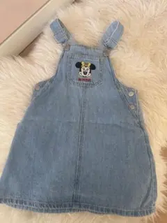 キッズスカートミニーマウス刺繍デニムジャンバースカート