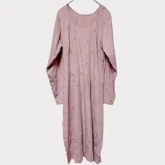 一点もの⭐️長袖ワンピース【F】刺繍 ピンク かわいい ナチュラル シンプル