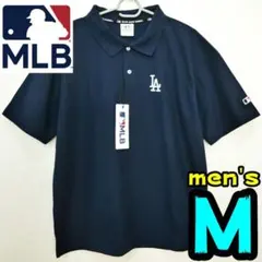 【新品】ドジャース　ポロシャツ　M　メンズ　MLB公式　LA　紺　前後ロゴ