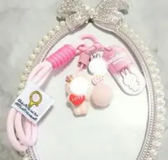 キーホルダー ピンク ハンドメイド