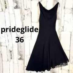 プライドグライド 裾レース フレア アシンメトリー ドレスワンピ 36 黒のサムネイル