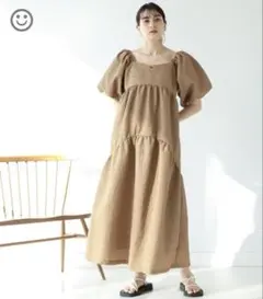 Ray BEAMS パフスリーブ2wayワンピース