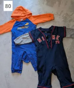 NIKE　80 ロンパース　２枚セット　男の子　裏毛　カバーオール