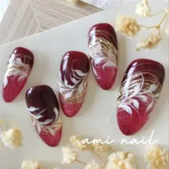 No.185R　ネイルチップ　ツートン　レッド