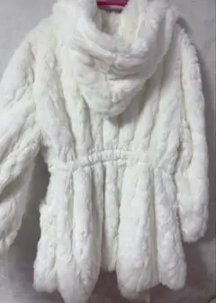 LIZLISA ホワイトファーコート フード付き