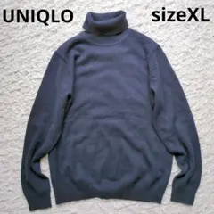 UNIQLO ユニクロ■カシミア100%　ネイビー タートルネックニット XL