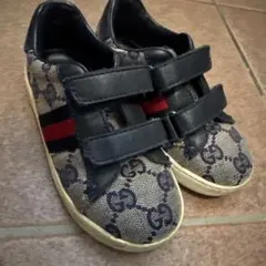 GUCCI GGキャンバス スニーカー ベージュネイビー　14cm