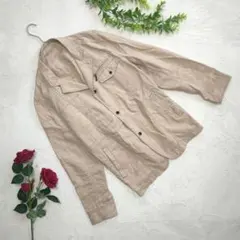 【JOSEPH ABBOUD】L ベージュ 麻入り 長袖ジャケット ドロスト付きのサムネイル