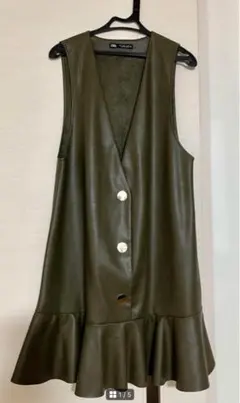 ZARA オリーブグリーン ノースリーブ ミニワンピース EUR S