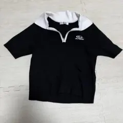 ジップアップ ブラックポロシャツ 半袖