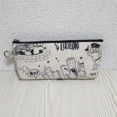 猫、ねずみ柄 ハンドメイドペンケース