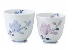 新品 西海陶器 波佐見焼 ペア湯のみ 辻が花柄 化粧箱入 善山