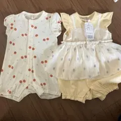 新品未使用　半袖ロンパース2枚セット　プティマイン　80 女の子