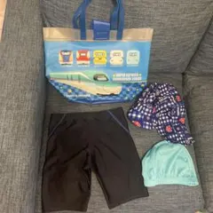 新幹線　プールセット　ズボン　パンツ　スイミング帽子　保育園　幼稚園