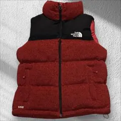 美品ノースフェイス ダウンベスト 赤×黒 No.158、