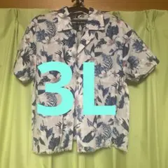 花柄 半袖シャツ 3L ホワイト×ブルーのサムネイル