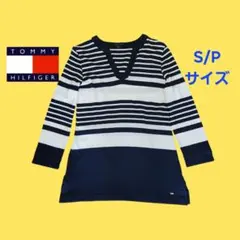 【美品】トミーヒルフィガー チュニック 長袖Tシャツ S ネイビー&ホワイト